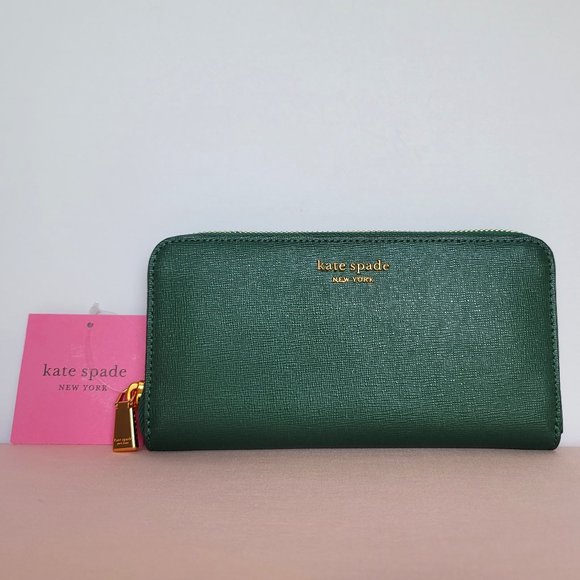 KATE SPADE Handbags - KATE SPADE Morgan Saffiano Leather Zip-Around Continental Wallet-Arugula color